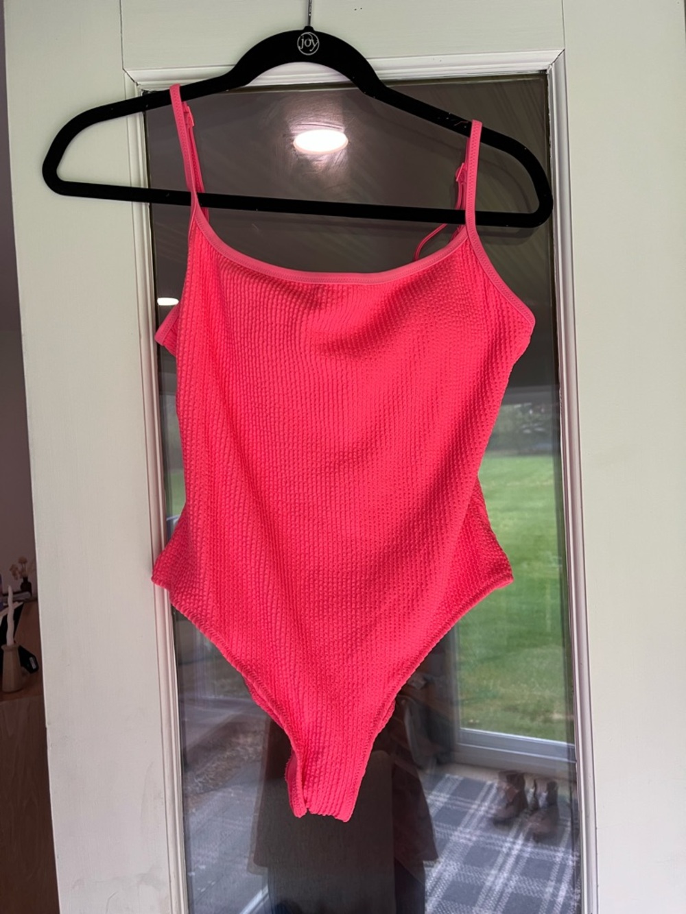 aerie Neon Pink Ribbed One-Piece Bodysuit